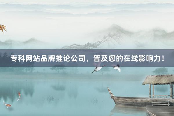 专科网站品牌推论公司，普及您的在线影响力！