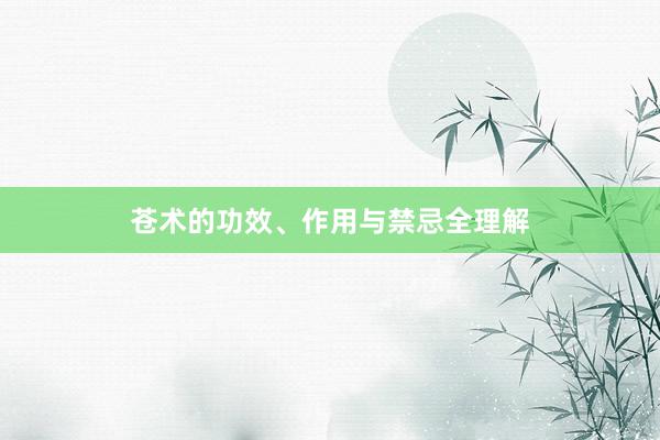 苍术的功效、作用与禁忌全理解